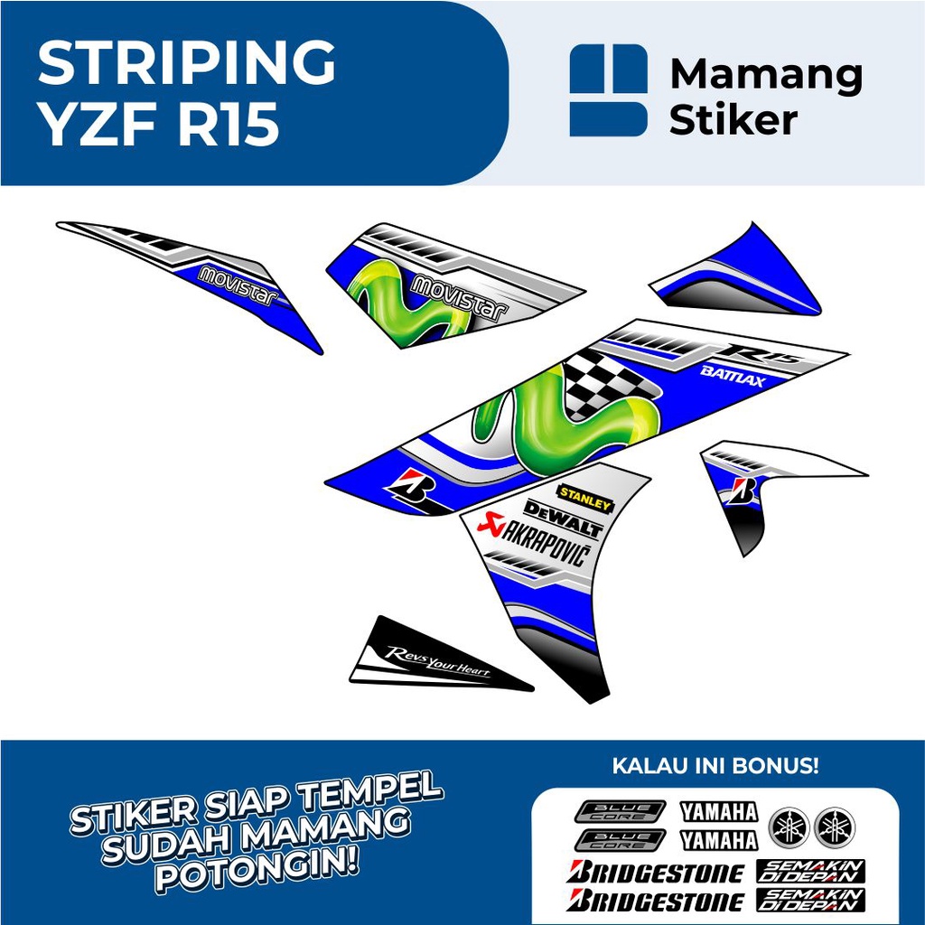 STRIPING YAHAMA R15 V2 SEMIFULLBODY GRAFIS (7) MOVISTAR/STICKER MOTOR R15 LAMA SEMI FULL BODY/STIKER