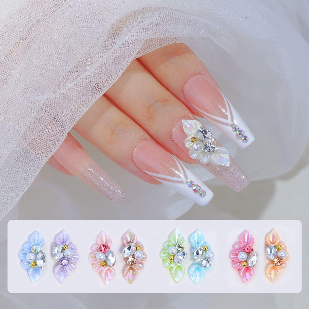 Mxbeauty 3D Nail Art Dekorasi Mutiara Vintage Kelopak Bunga Hiasan Kuku Membuat Perhiasan Berlian Imitasi Manikur Aksesoris