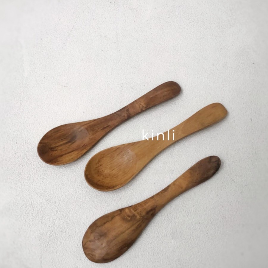 sendok teh kopi bumbu kayu jati round wooden tea spoon coffee spoon