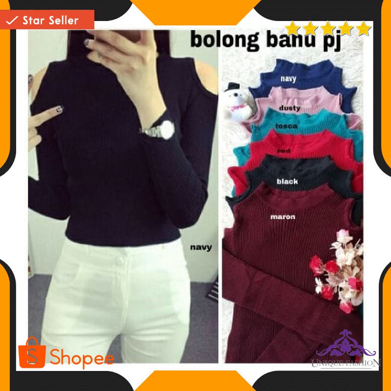 Bolong Bahu Rajut Ro Blouse Wanita Rajut Var Color