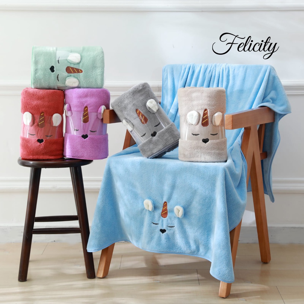 VL - COD MURAH HANDUK MANDI LUCU UKURAN JUMBO MICROFIBER APLIKASI BONEKA  80 X 150