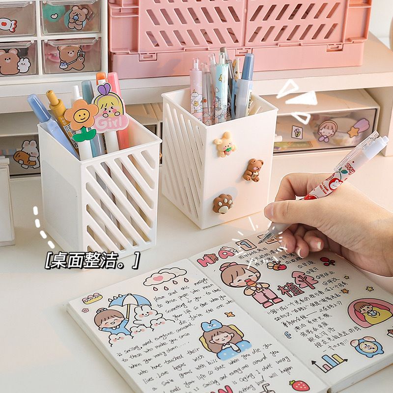 [littlecrab] Tempat Pensil Box Penyimpanan Pena Alat Tulis White Stationary Kit Kotak Putih Aesthetic Berkualitas Desk Decoration DIY Lucu Unik