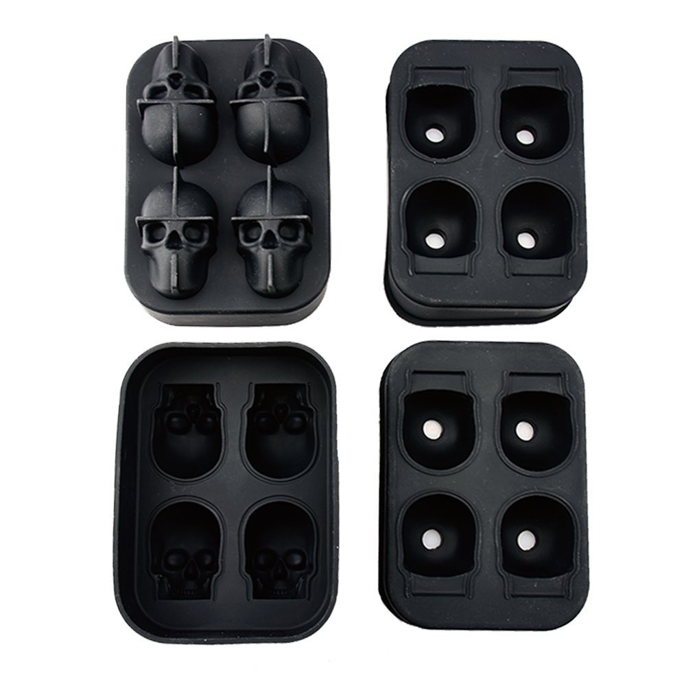 Cetakan Es Batu Model Skull Tengkorak Silikon SL000K142 Warna Black BPA Free Silicone Grab Medan