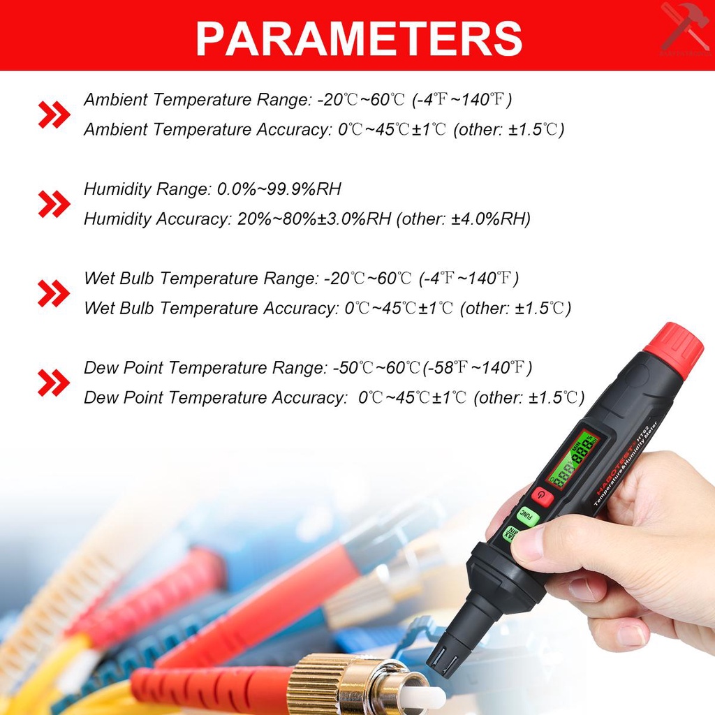 Habotest 4in1 Pen Termometer / Higrometer Digital Mini Portable Pengukur Suhu / Kelembaban Udara