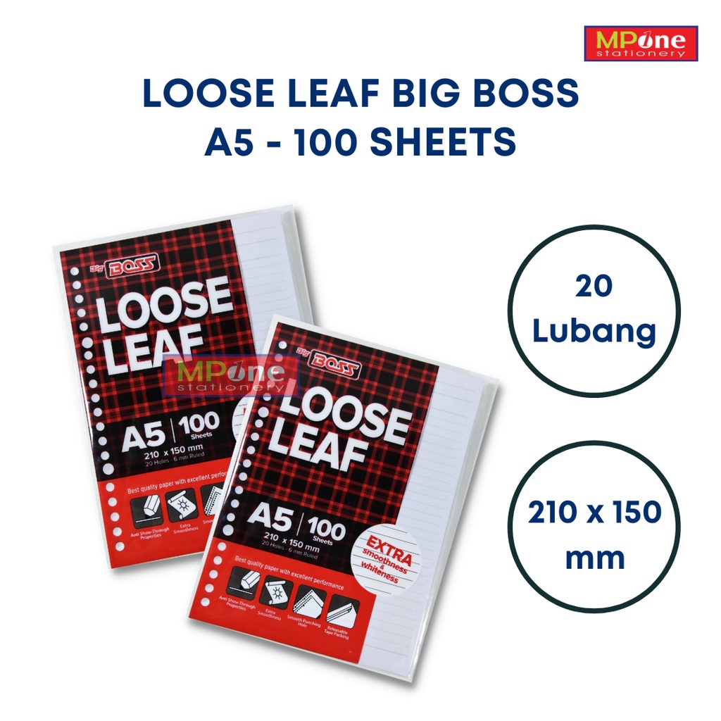 

Big Boss Loose Leaf Isi Binder A5 Isi 100Lembar / Isi Binder Ukuran A5 Big Boss - 100 Sheets