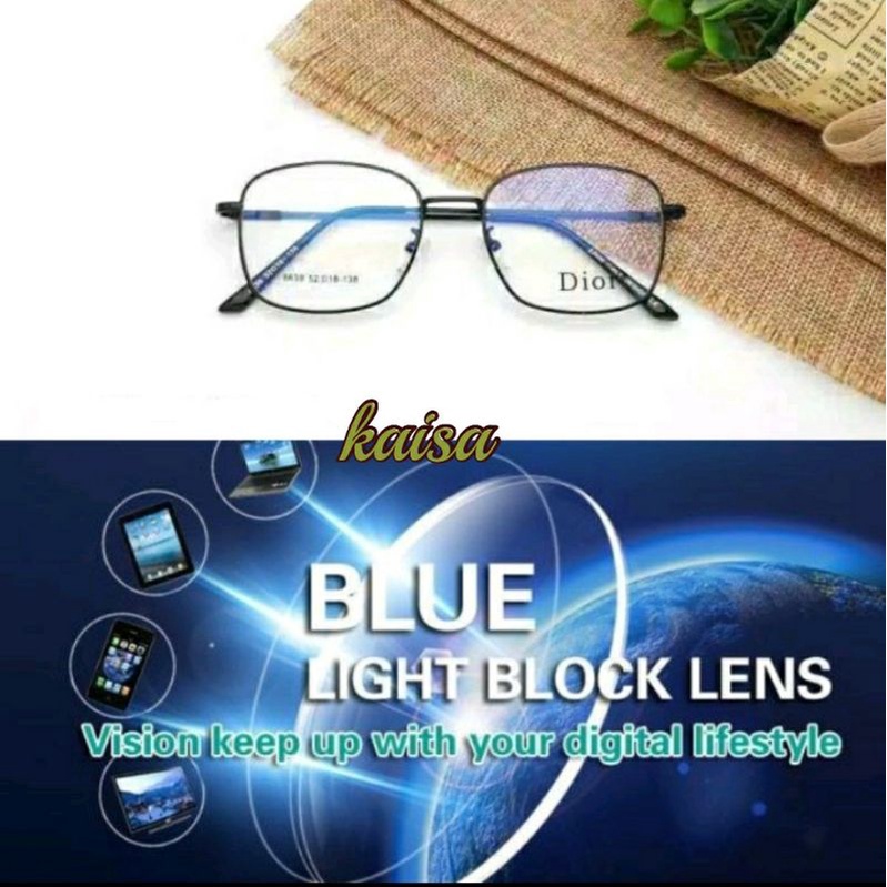 Paket Lensa Blueray Kacamata Kotak Wanita Kacamata Antiradiasi Kacamata Besi Kacamata