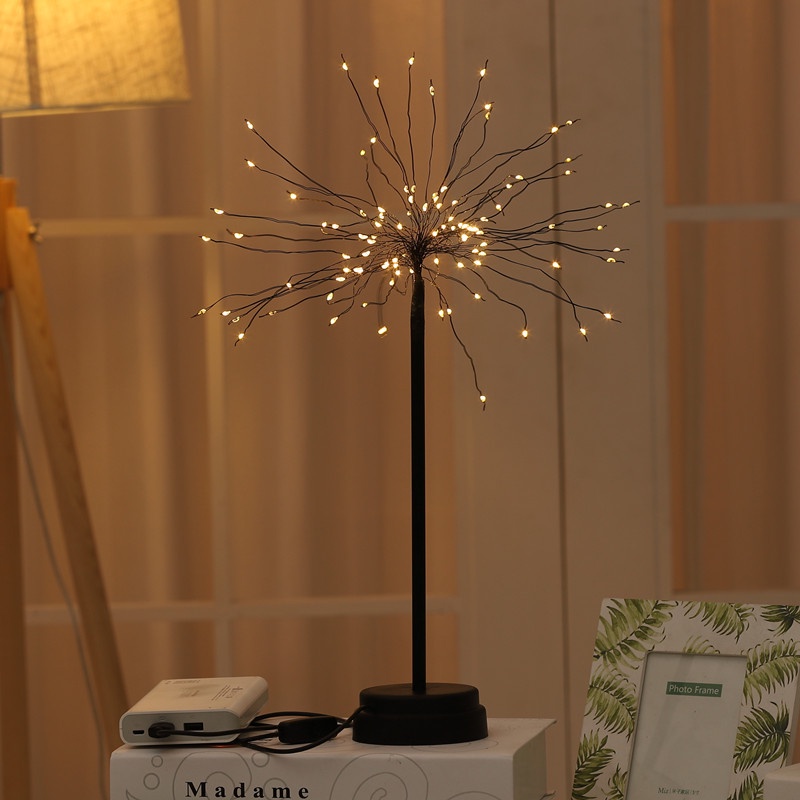 Creative Led Dandelion Firework Flashing Light Night Light   Decoration / USB Battery  Powered Firework Wire String Light LED Decorative Table Night Lamp / Best Gift for Boy And Girls / LED Nightlight Lamp Living Room Home Decoration