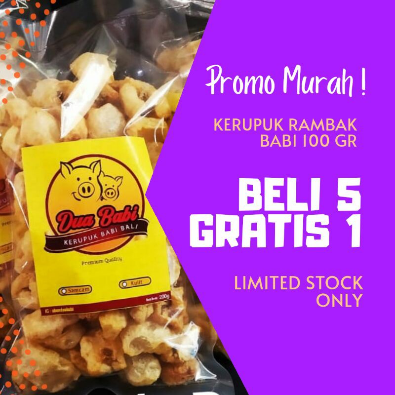 

Promo Murah Beli 5 Gratis 1 Kerupuk Rambak Kulit Babi 100gr