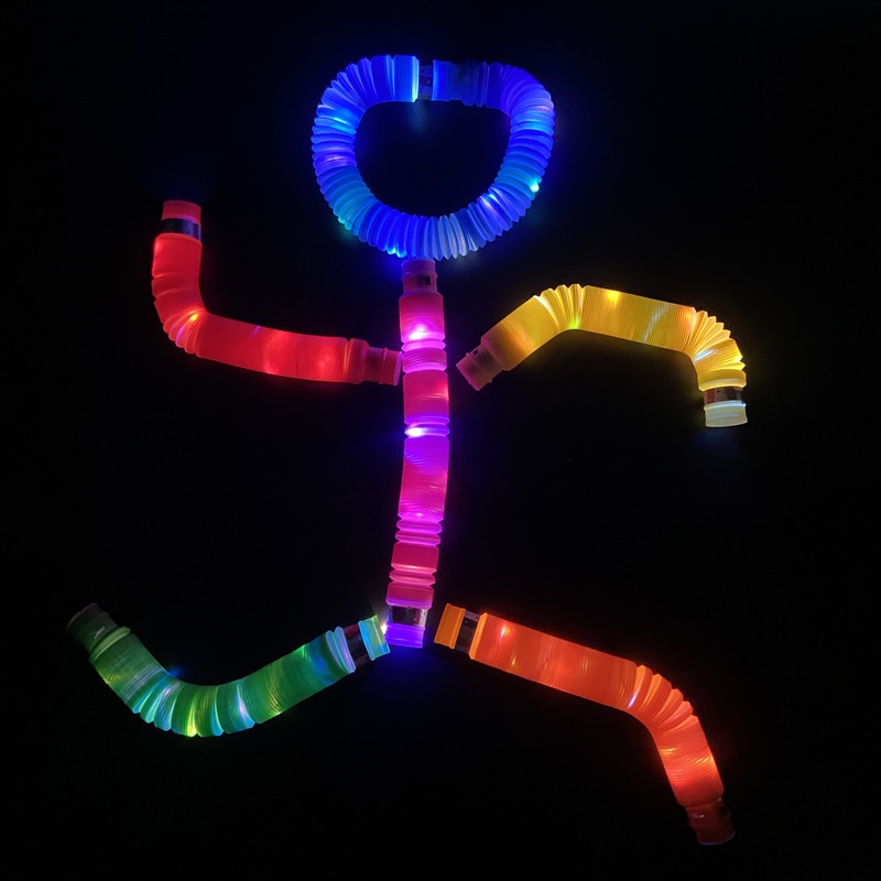 Mainan Sensorik Pereda Stres Model Tabung Teleskopik Dengan Lampu LED Warna Acak Untuk Dewasa