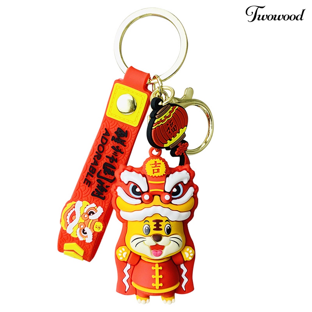 Twowood Key Chain Cartoon Unisex Chinese Year of The Tiger Key Ring Pendent Decorative Festival Gift for Children