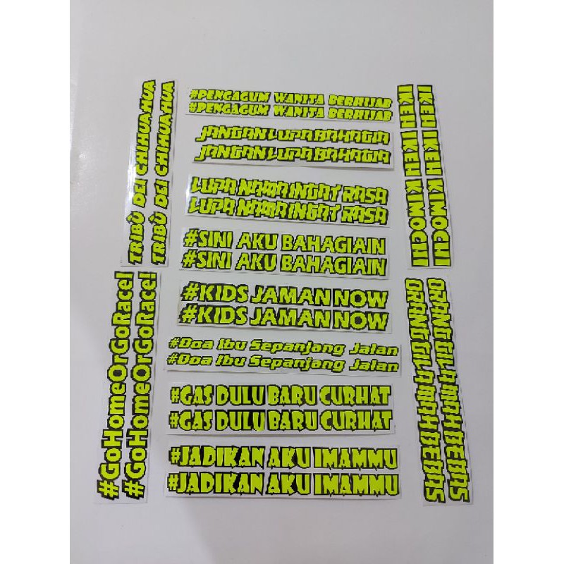 

Sticker Visor Helm Kata Kata Cutting Stabilo