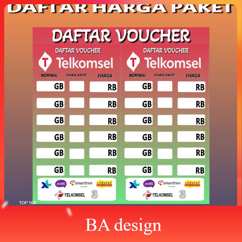 

DAFTAR HARGA PAKET DATA KONTER DAN PHONCEL M4 - BA Design