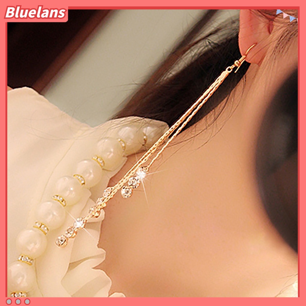 Anting Berlian Imitasi Bahan Alloy Tahan Tarnish Gaya Elegan Untuk Wanita