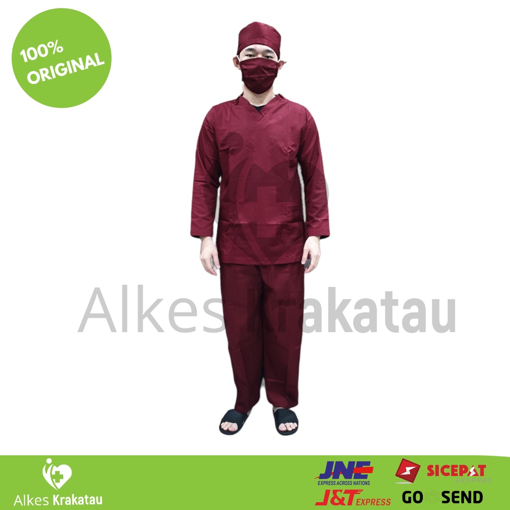 Baju Oka Maroon lengan Panjang dan Pendek / Seragam Suster / Perawat
