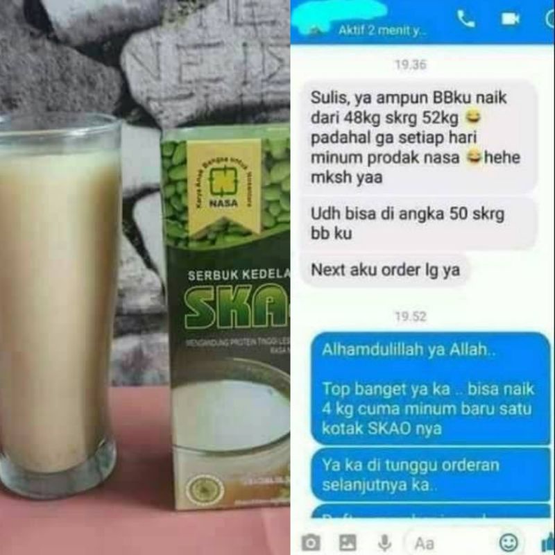 

WEIGHT AMPUH !! 100% AMAN PENGGEMUK BADAN - SKAO NASA - Serbuk Kedelai Alami Organik SKA72 - Herbal Gemuk Sehat