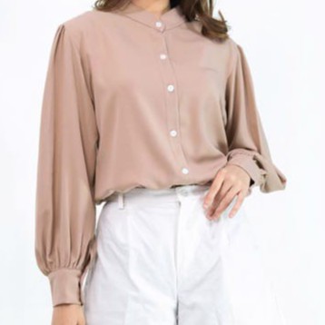 WANITA FASHION PEGGYA ATASAN KEMEJA WANITA BLOUSE-GREY