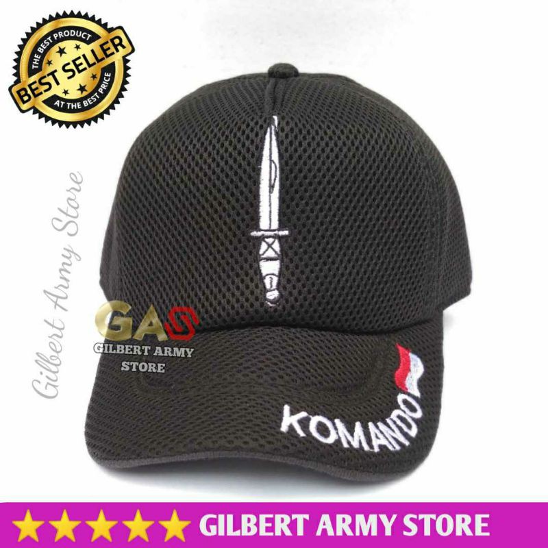 topi komando jala hitam kualitas premium murah Gilbert Army Store topi Army komando Kopassus hitam