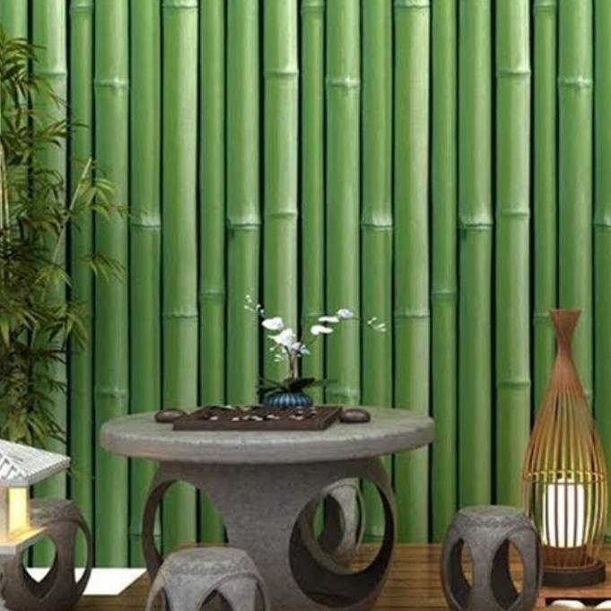 ◊ Wallpaper Sticker Dinding KODE GH191 Premium Size 45CM X 10M bambu hijau ♛