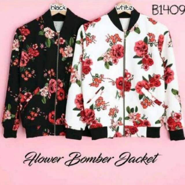 JAYA.Co  Jaket Bomber Bunga Full Printing Fit L