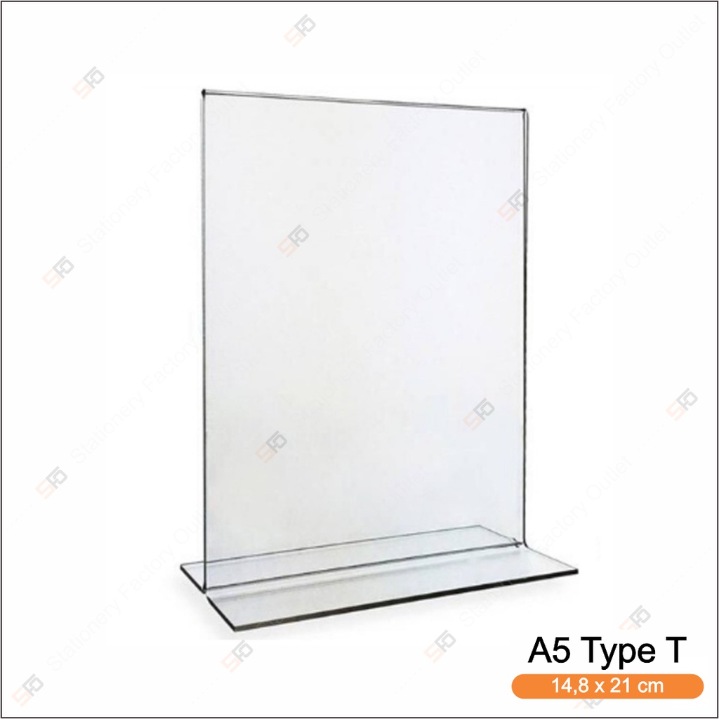 Tempat Brosur Akrilik A5 Tipe T - Tent Card Holder Acrylic Display Tipe T