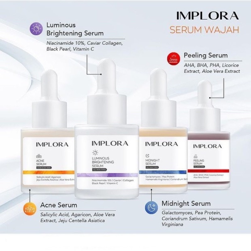 [BPOM] Serum Wajah Implora / Implora Face Serum /  Serum Implora Luminous Bright Serum Acne Peeling