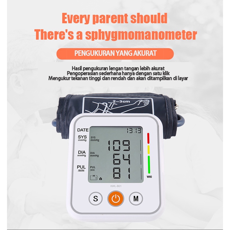 BLUE SKY Siaran suara Tensimeter Digital Alat Cek Pengukur Tekanan Tensi Darah Digital Tensimeter Sphygmomanometer bersertifikat FDA