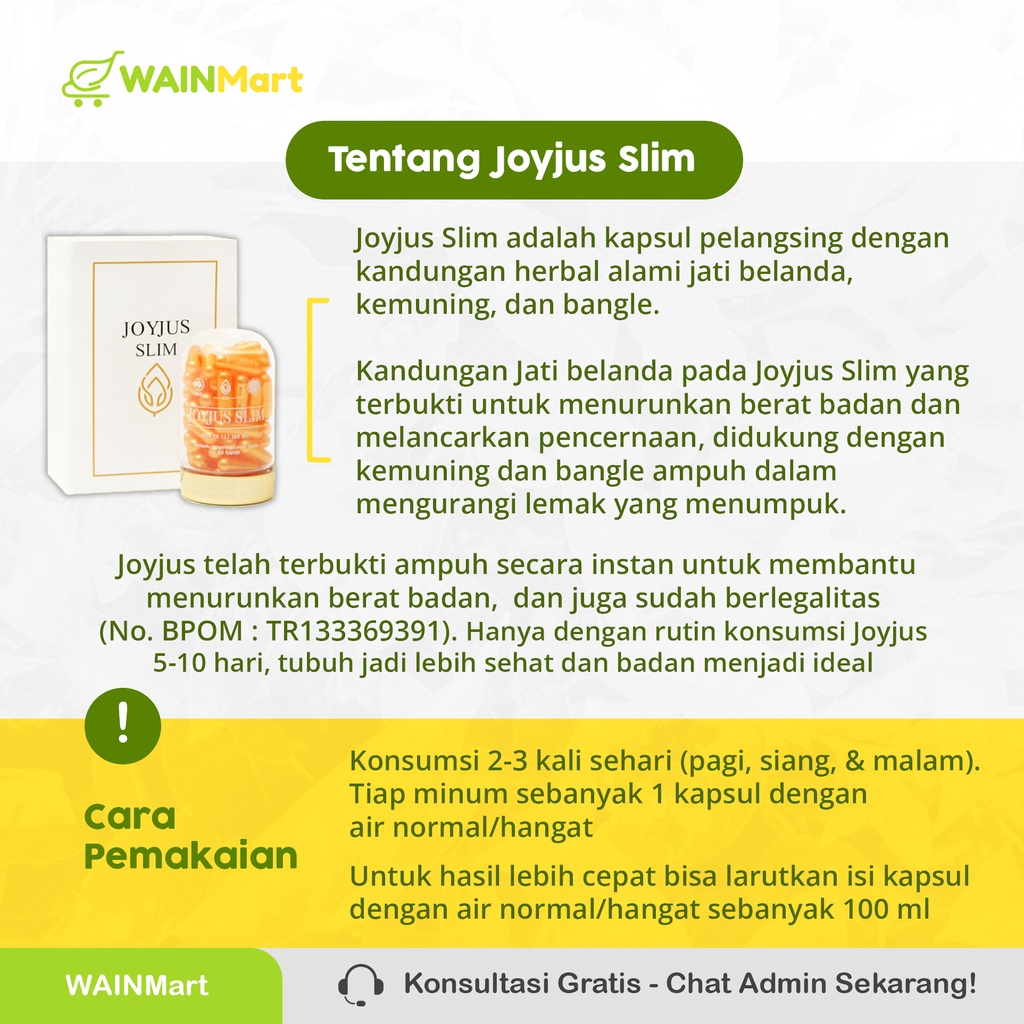 JOYJUS Pelangsing Herbal Kapsul Pelangsing Slimming Capsul Alami Turunkan Berat Badan Diet Detox