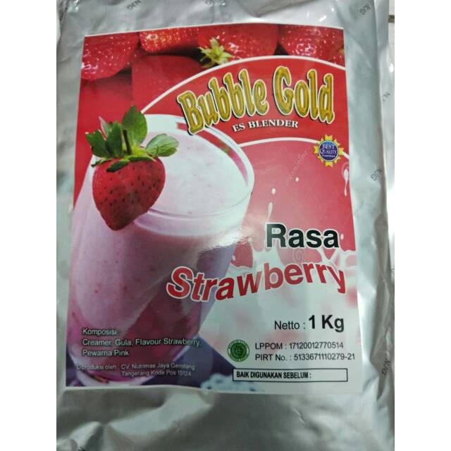 

Minuman bubuk buble gold rasa strawberry 1kg