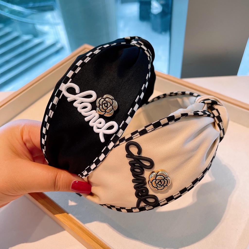 Caliloops Gama Bando Bandana Korea Lebar Polos Hitam Putih Wanita