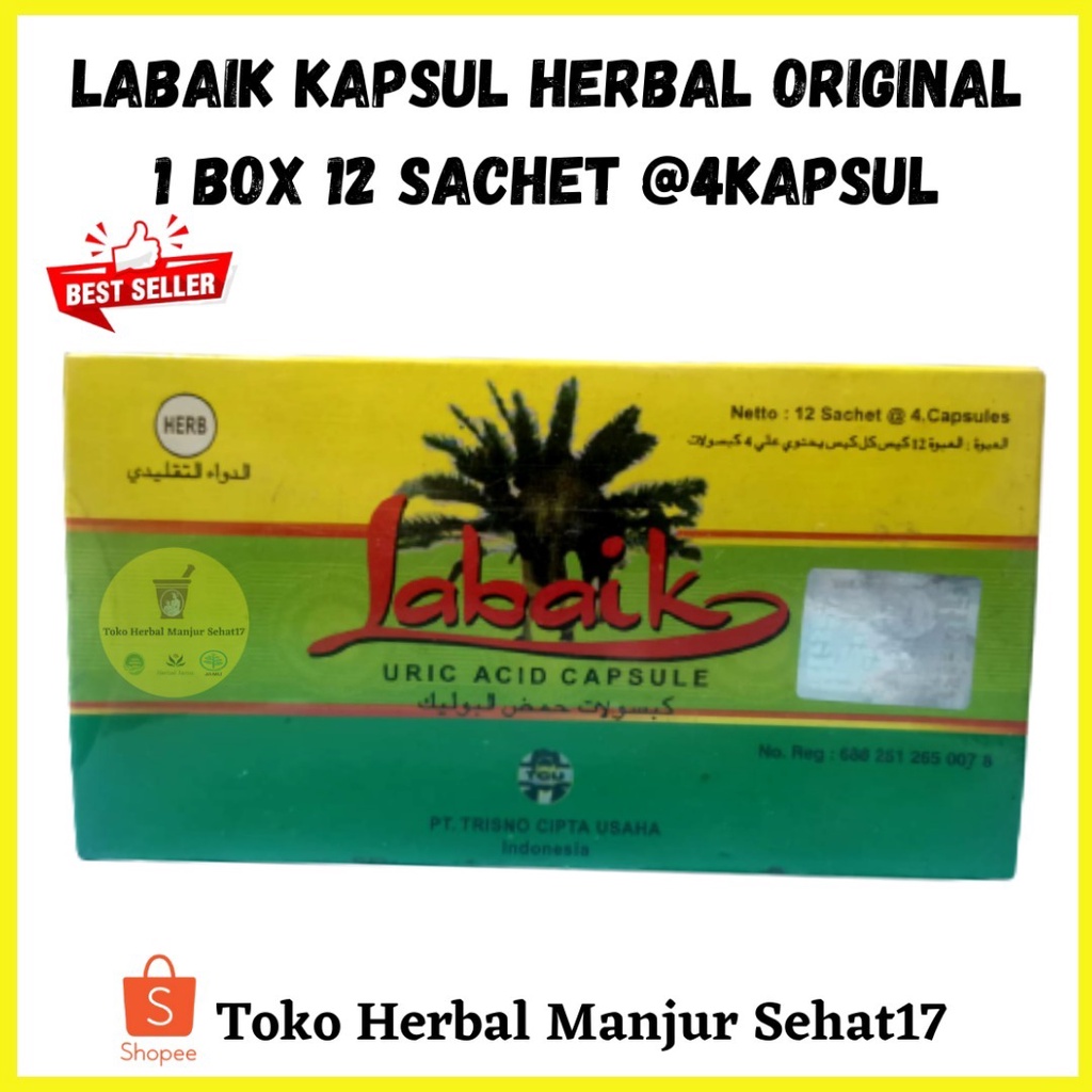 obat herbal asam urat Uric acid capsule Labaik isi 12saset x 4 kapsul Labaik