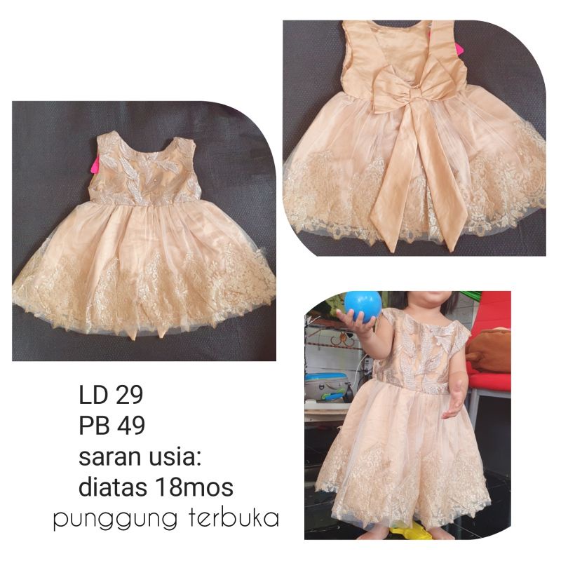 Baju Dress Tutu Bayi Ulang Tahun Anak Gaun Mewah Pesta Wedding Pernikahan 1 Tahun Brukat Bridal Renda Import