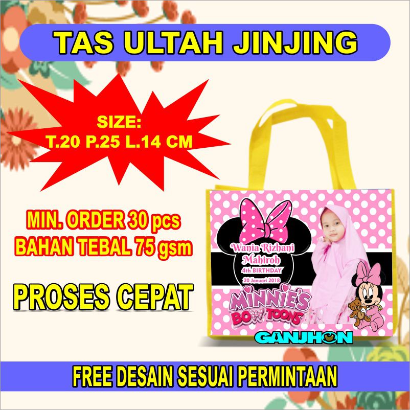 

GOODIE BAG CUSTOM Tas Ultah Ulang Tahun Tenteng Jinjing Karakter Unik Bisa Pakai Foto Free Desain