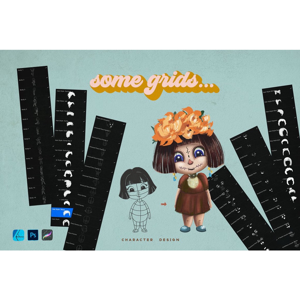 Procreate Brush - Cute Kids Grids for Procreate