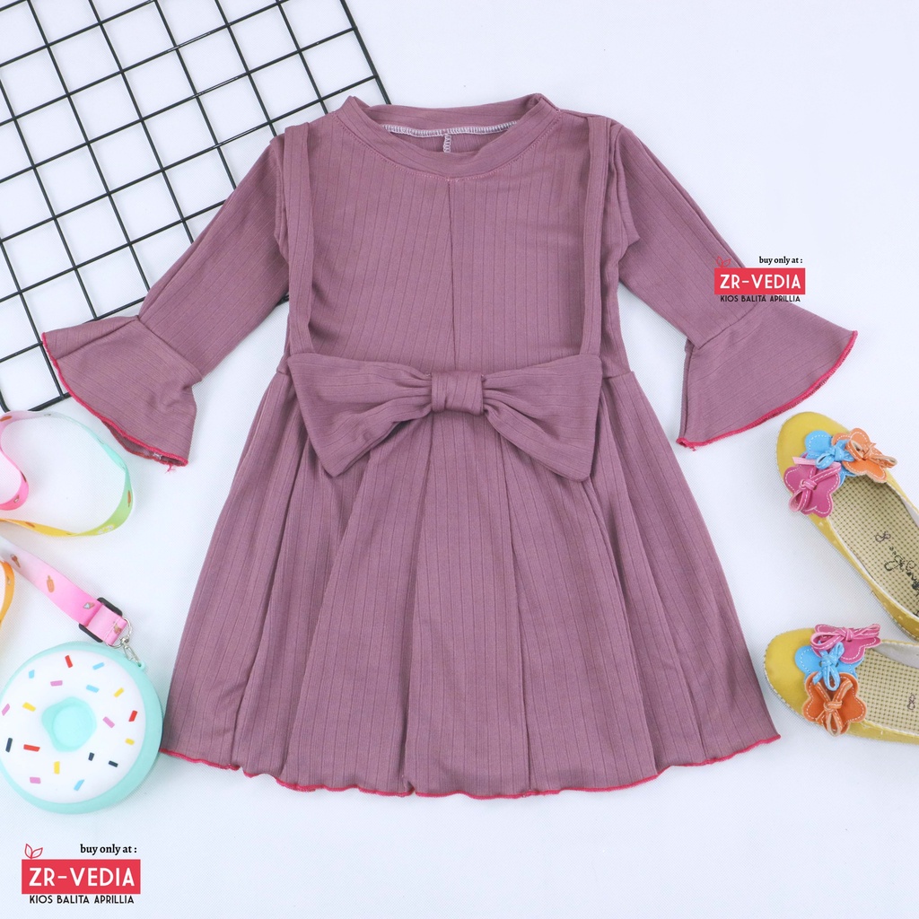 Overall Kirei uk 3-4Tahun / IMPORT Dres Lengan Panjang Baju Gaun Pesta Anak Perempuan Adem Murah