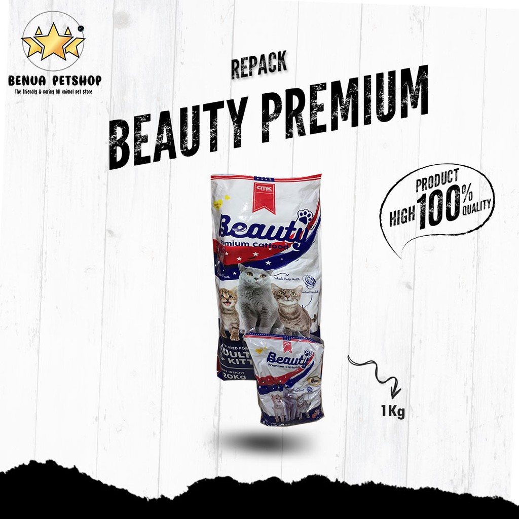 Makanan Kucing kering Murah Premium BEAUTY for Adult &amp; Kitten 1kg