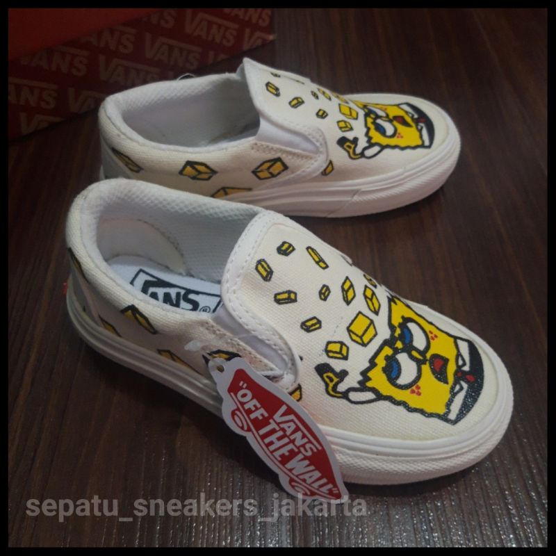 Sepatu Anak Vans Motif Spongebob Warna Cream