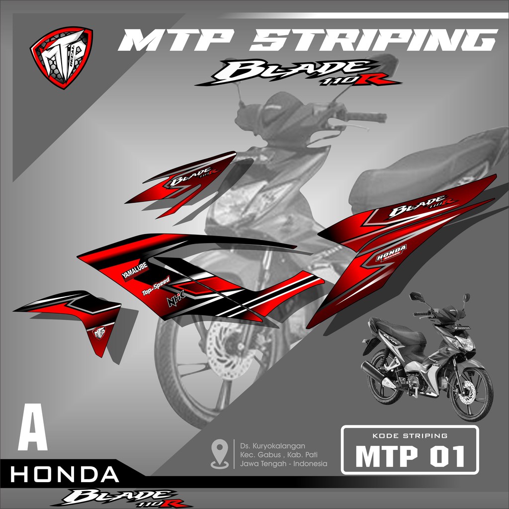 (COD) Sticker Striping Blade 110 Karbu-Stiker Variasi Lis Motor Honda Blade Desain Racing Mtp 01