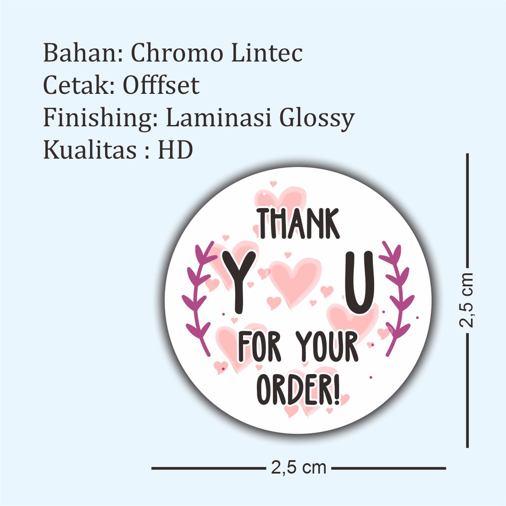 

Label Sticker Thank YU for Your Order utk Box Brownies/Roti/Cake/Pisang Nugget Souvenir/Gift Box dll