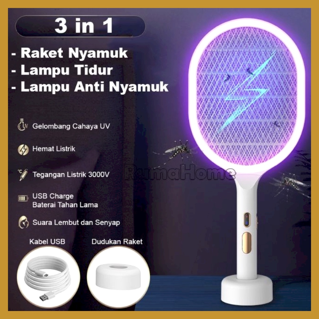 Raket Nyamuk Listrik 2in1 Multifungsi Pembunuh Nyamuk Elektrik Mosquito Killer Bisa Digantung GOSHOP88