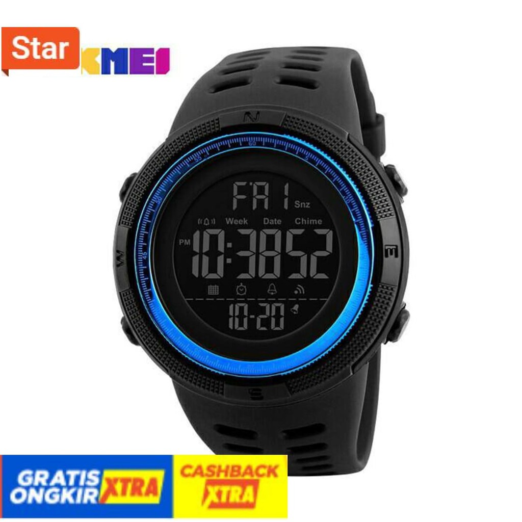 BEST SELLER  - ANTI AIR IMPORT HITAM PUTIH POLOS / Jam Tangan Pria / SKMEI 1251 Men Double Time