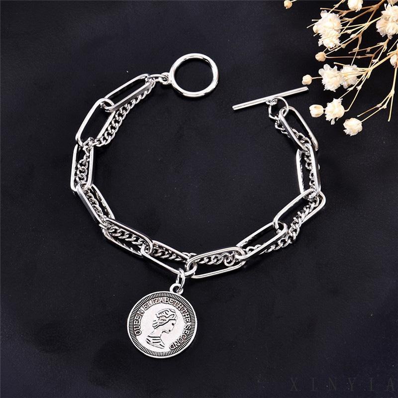 Xia.id Gelang Tangan Rantai Silver Wanita Desain Potret Retro