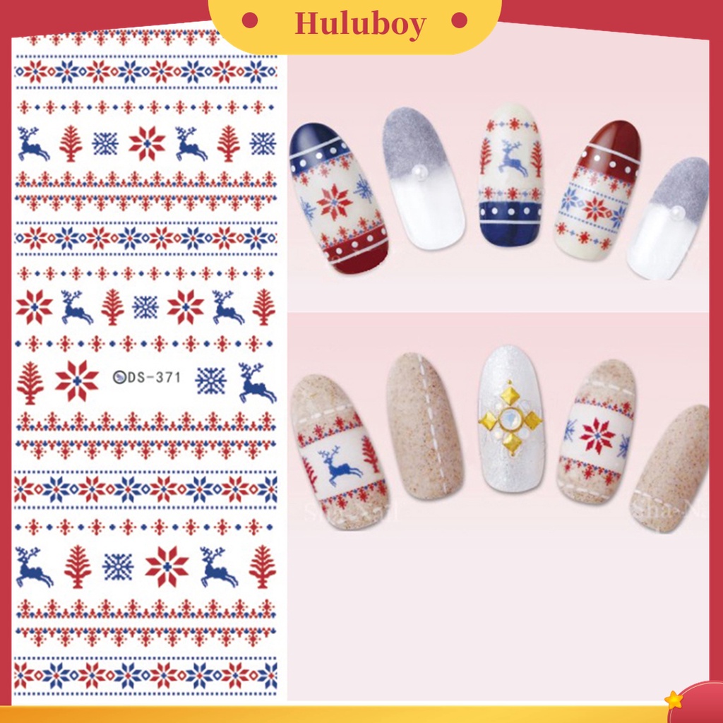 Huluboy Huluboy♡ 1 Lembar DS371 DS372 Stiker Kuku Tahan Air Ramah Lingkungan Untuk Nail Art