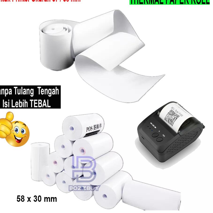

[PRODUK 00HNV] Bozzbuy - Paket 10 Roll Kertas Printer Thermal 58mm x 30mm LIG