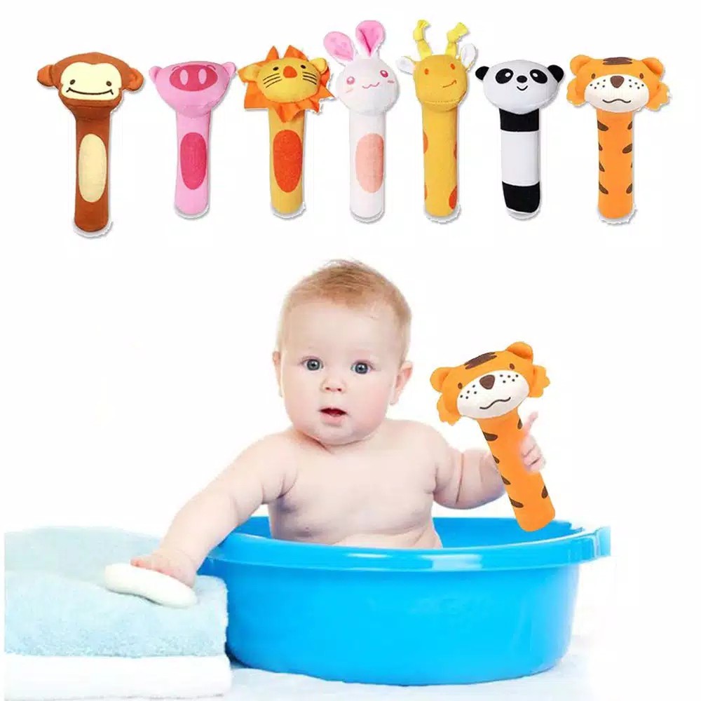 Mainan Tangan Bayi Bunyi - Baby Hand Rattle Toy Stick - Boneka Genggam Bayi - Boneka Hewan Genggam