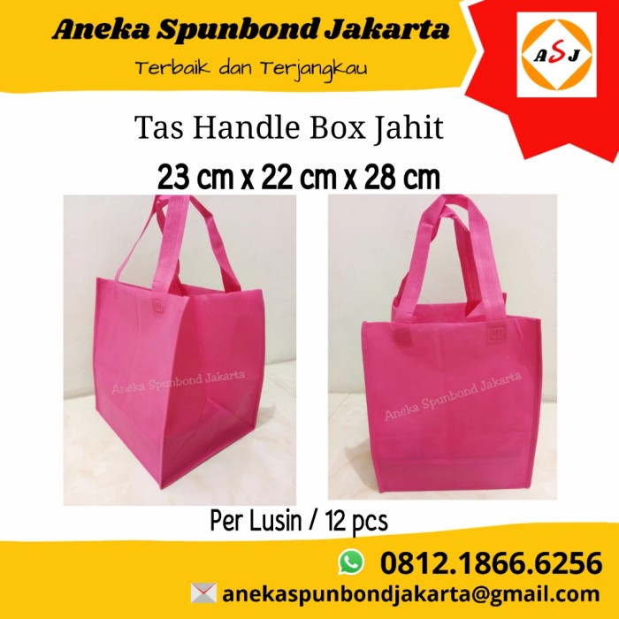 

✨ BISA COD ✨ Tas Handle Box Jahit / Tas Box 23x23x28cm / Tas Nasi Kotak / Tas Kue