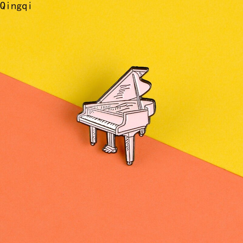 Bros Pin Enamel Bentuk Piano Warna Pink Untuk Aksesoris Pakaian Anak