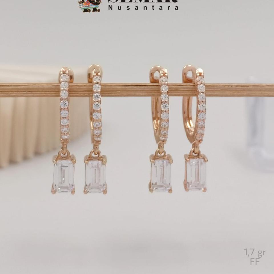 <HuL✩> Anting Emas Jepit Callie Square Gold 10k Semar Nusantara ||Barang diskon