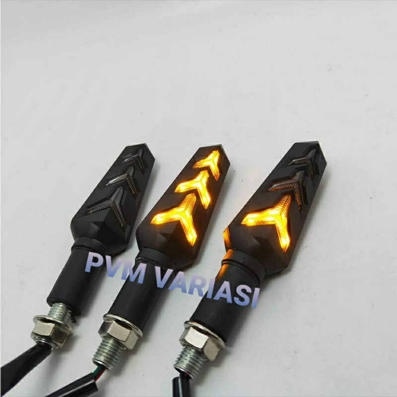 Lampu Sein Led Running 2 Mode Senja & Sein Model Panah Variasi Motor Klx Vixion Tiger Byson Crf Cb