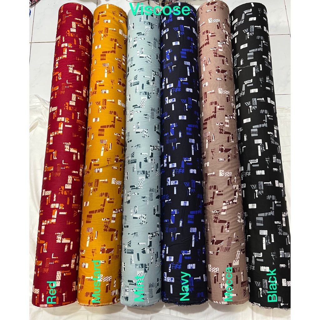 BISA COD // ECER KAIN METERAN // HARGA PER 0,5M // RAYON VISCOSE // MOTIF POLKADOT DAISY ZEBRA BUNGA