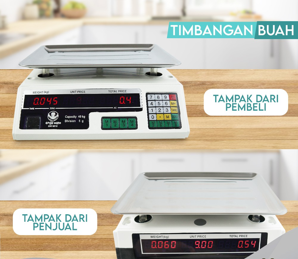 Timbangan Buah Digital 40kg Double Display timbangan digital elektrik buah/sayur/beras/telur/daging